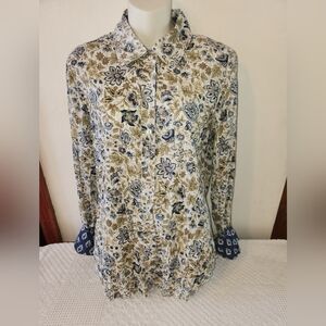NWT Cino Paisely Cotton Button Up Shirt Cottage Core Large $119